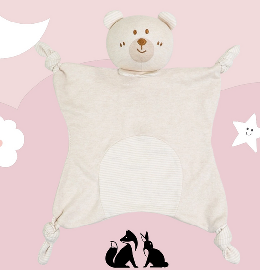 Pequena Manta de Aconchego Algodão Orgânico Urso