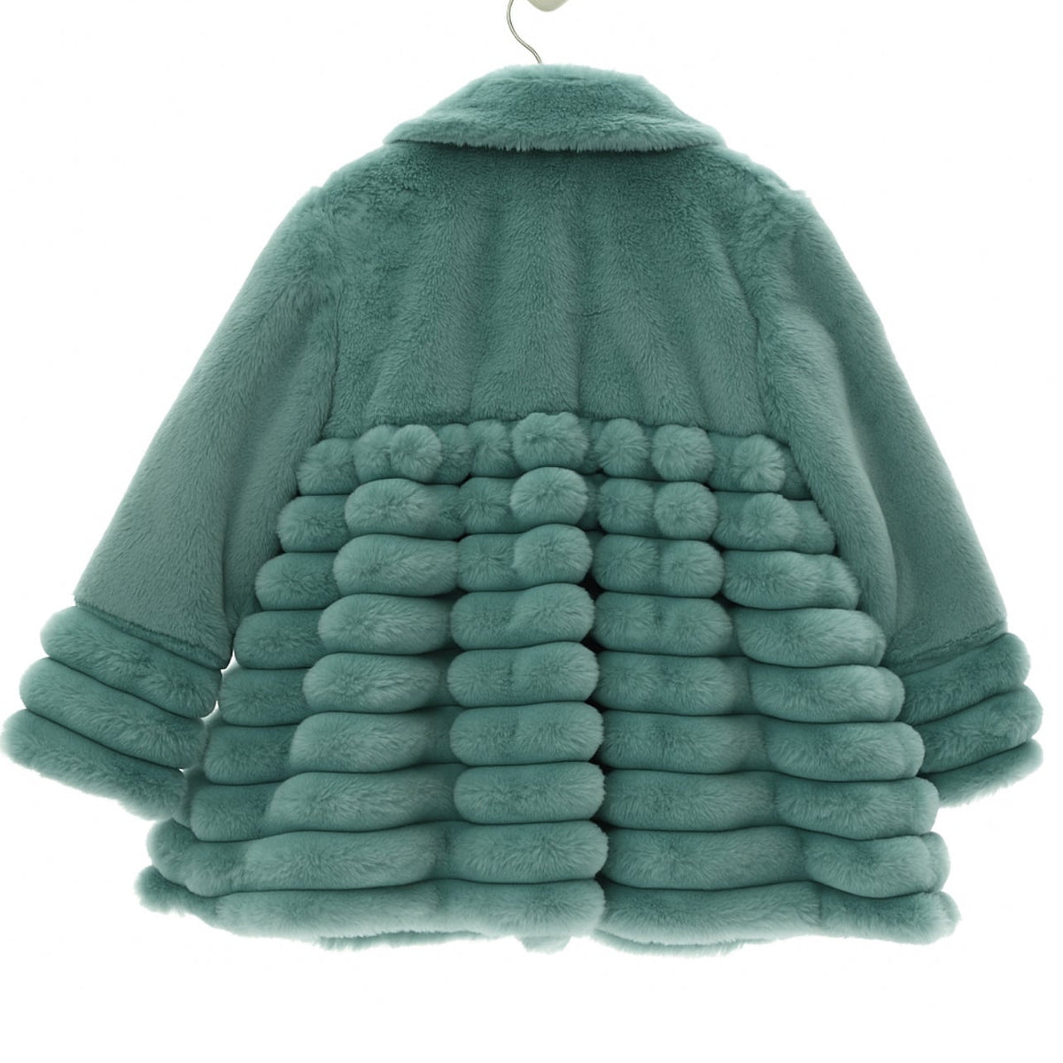 Casaco de Menina de Pelo Ondulado em Verde.