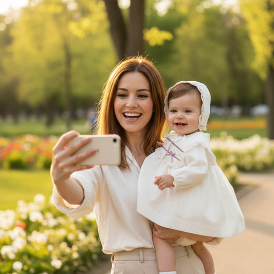Vestido com Tapa Fraldas e Touca