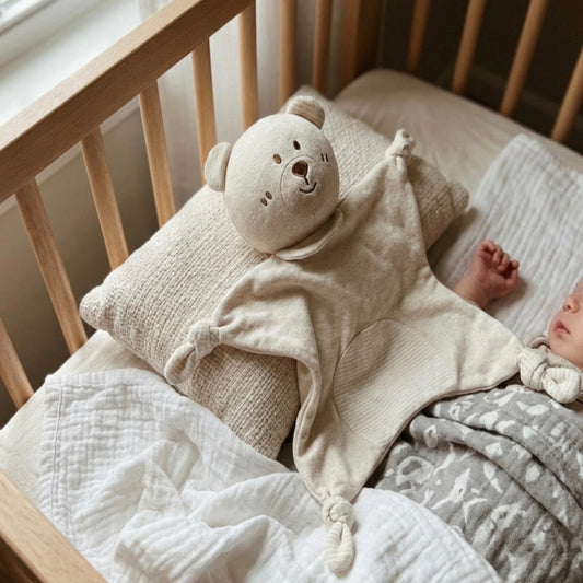 Pequena Manta de Aconchego Algodão Orgânico Urso