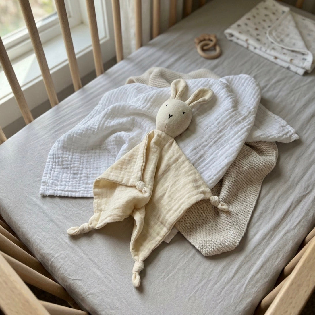 Pano de Abraço Coelhinho Algodão Orgânico. 6 cores