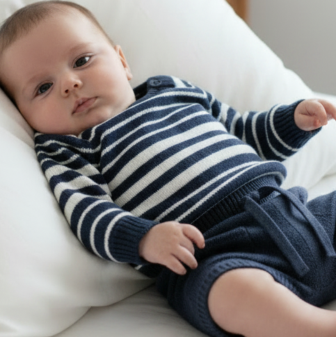 Baby look navy tricot slim
