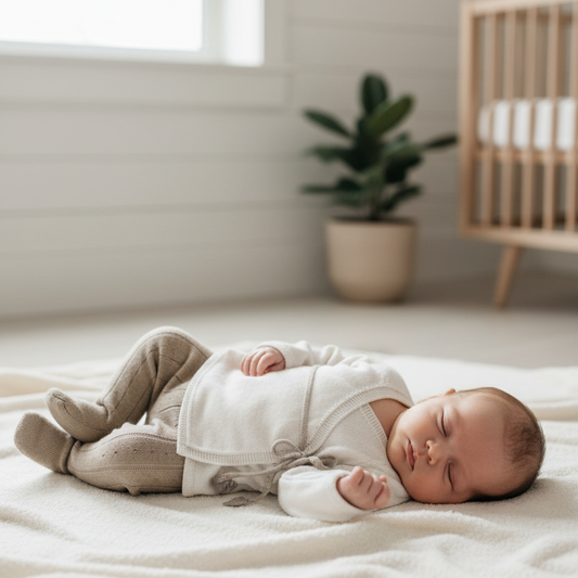 Bebé com casaquinha kimono e calças caneladas