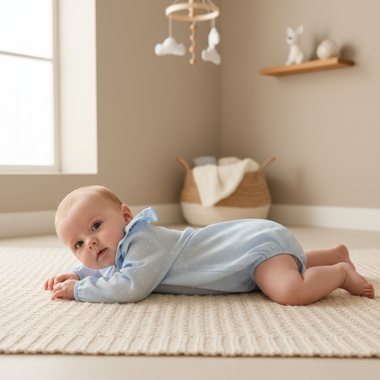Bebé com fofo azul claro mais justo