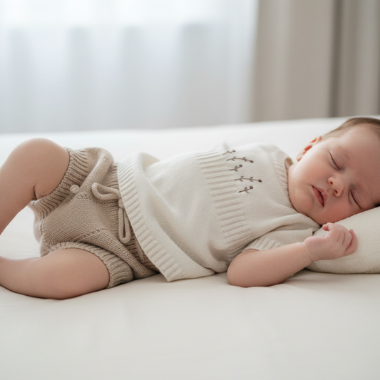 Bebé magra com conjunto e detalhes visíveis