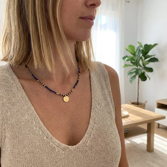 Colar de Pedra Natural Lazuli