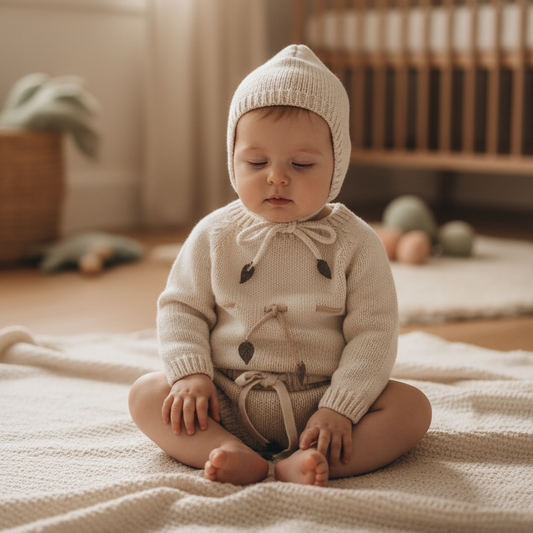 Conjunto tricot cream com cordão decorativo