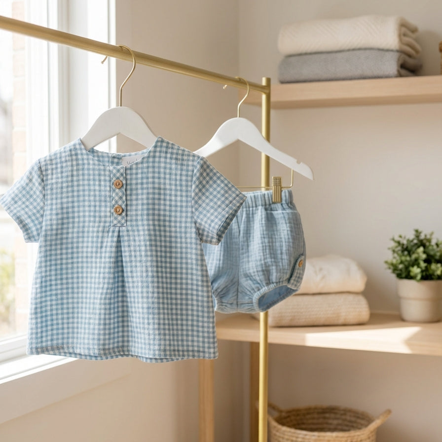 Conjunto Provençal Xadrez Azul