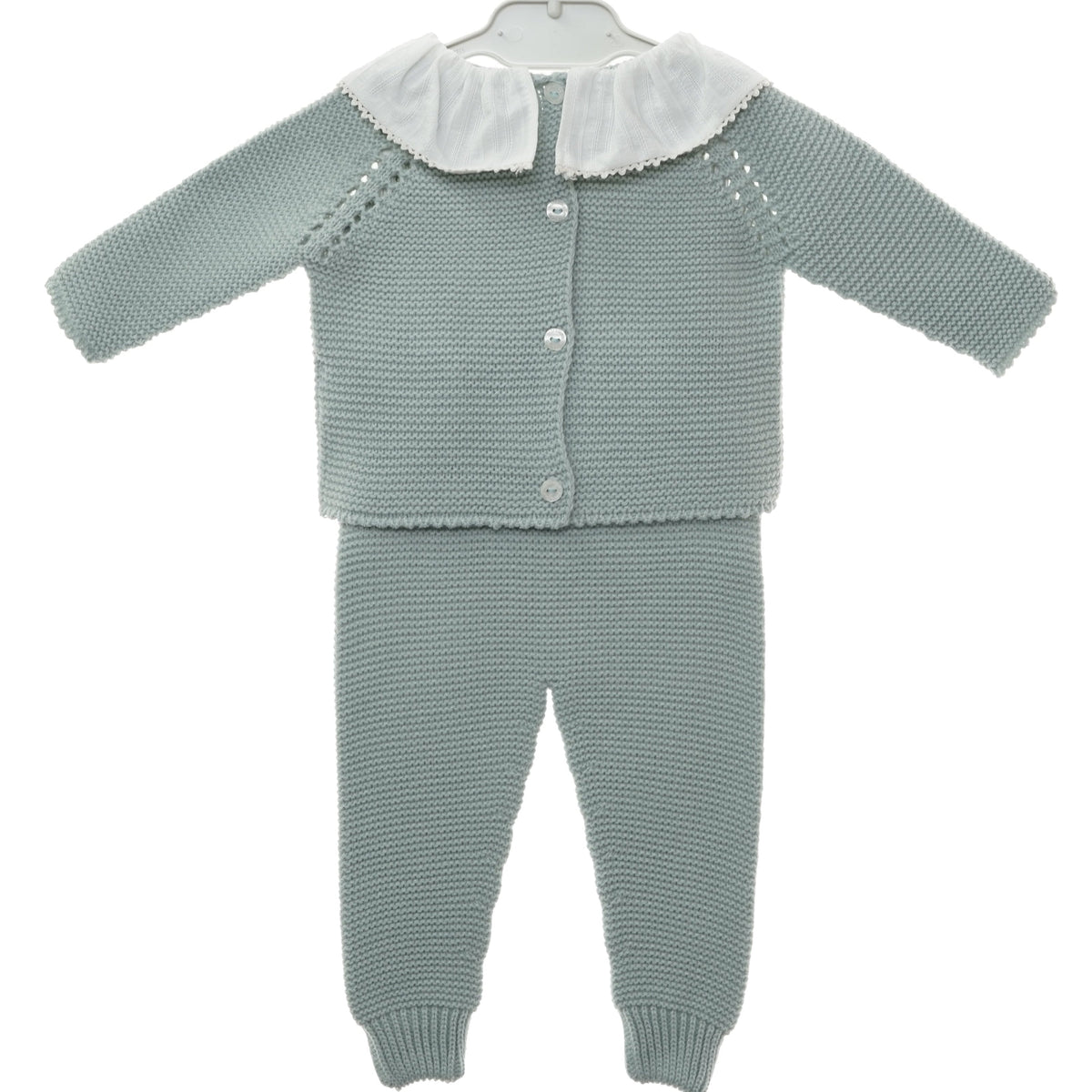 Conjunto em tricot com gola.