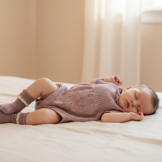 Menina de 1 mês a usar Fofo Pierre e Meias Fleur