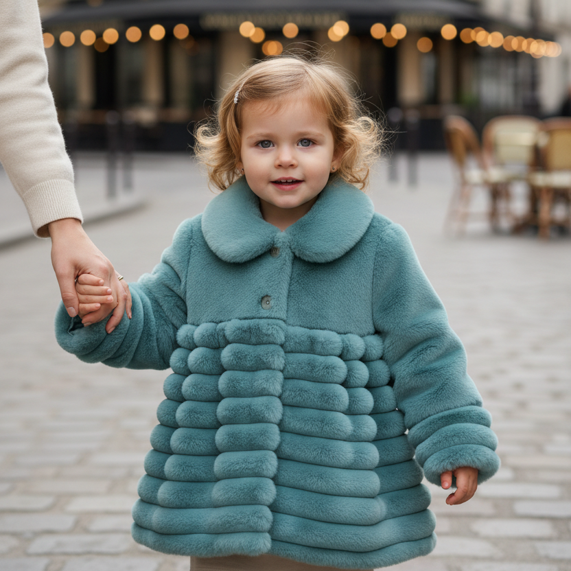 Menina de 2 anos com o casaco e textura original
