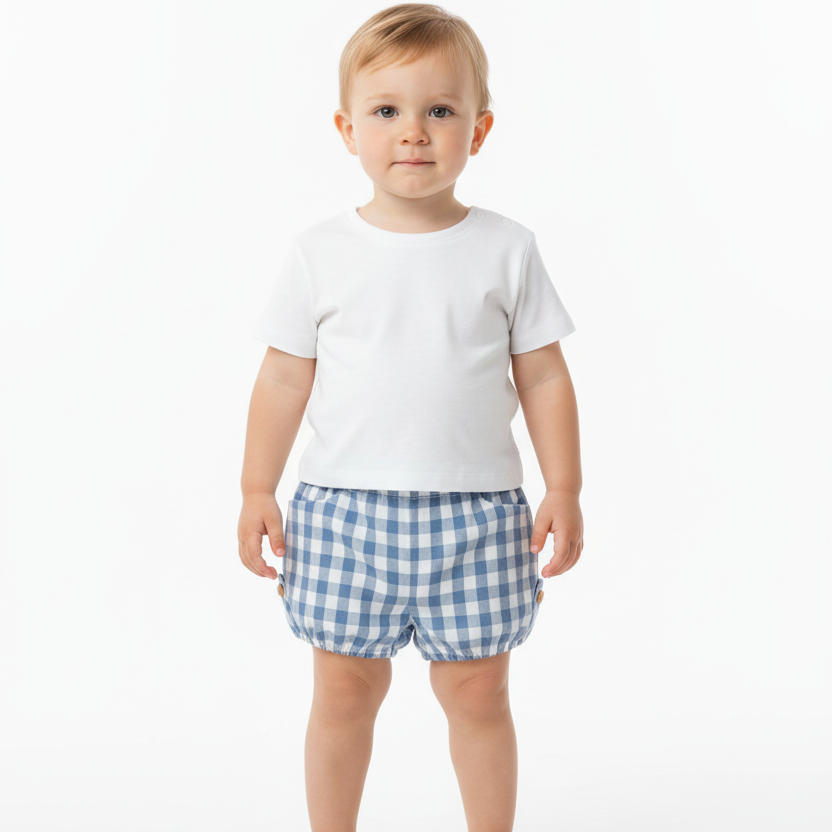 Menino com calções Yoedy e t-shirt branca curta