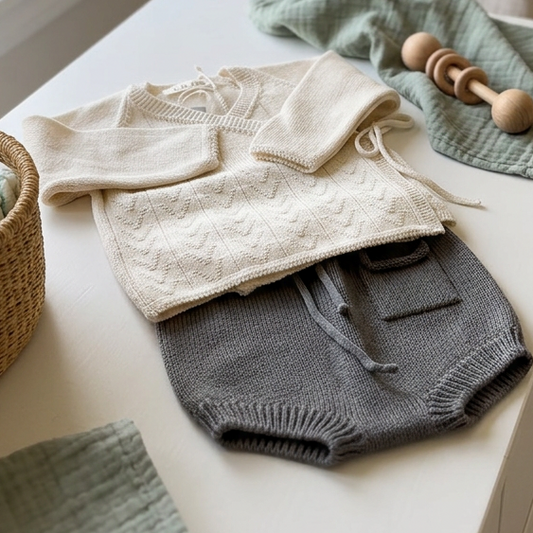 Camisola Trespasse + Tapa-Fraldas | 100% Algodão Orgânico | 1 mês